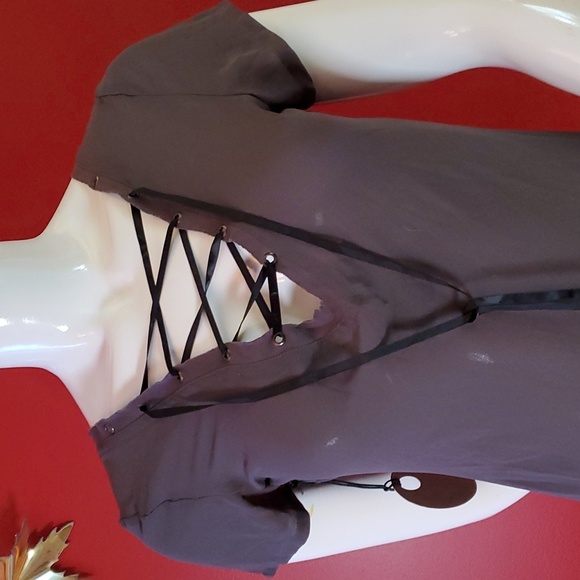 People's Liberation Asymmetrical Hem Dress with Trees Front Lace BNTW - Picture 6 of 13